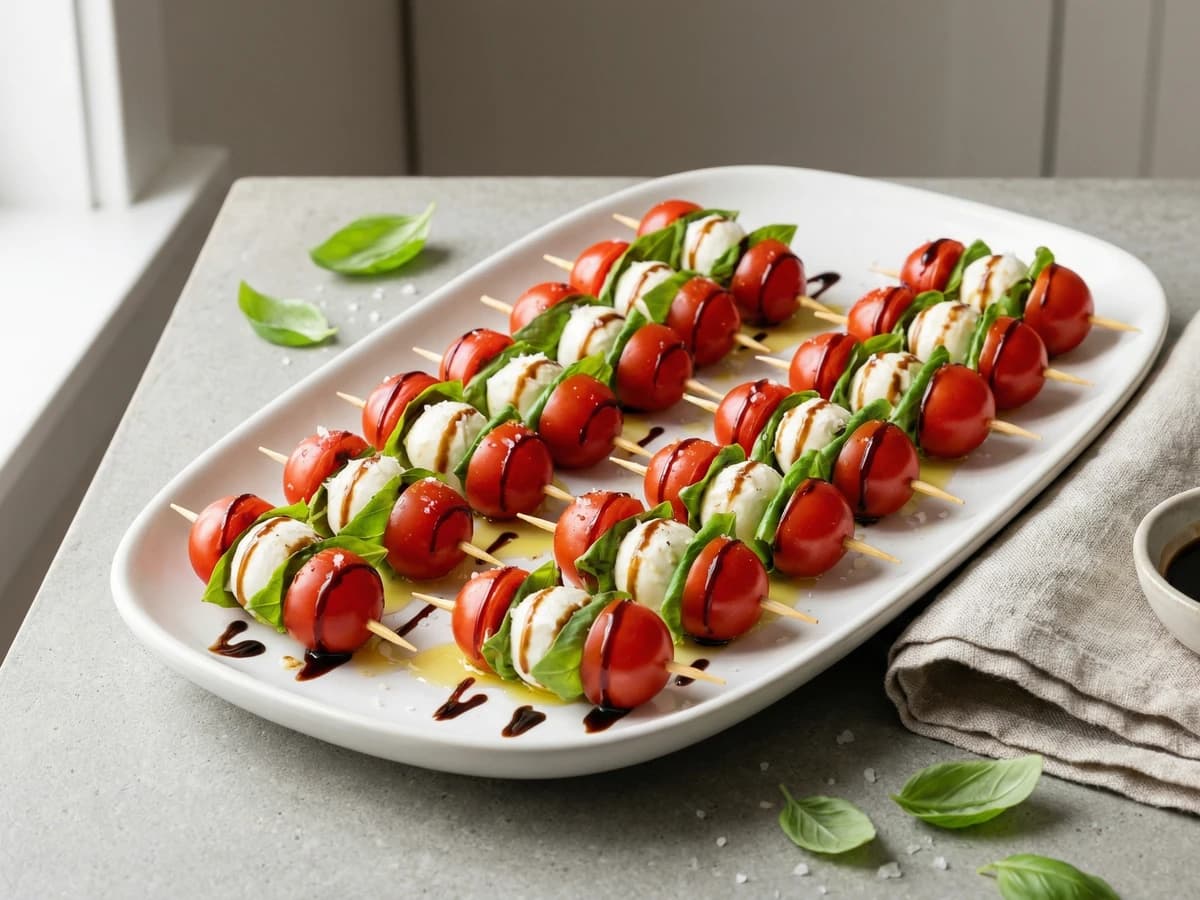 Caprese Skewers with Balsamic Glaze - Chef Dean