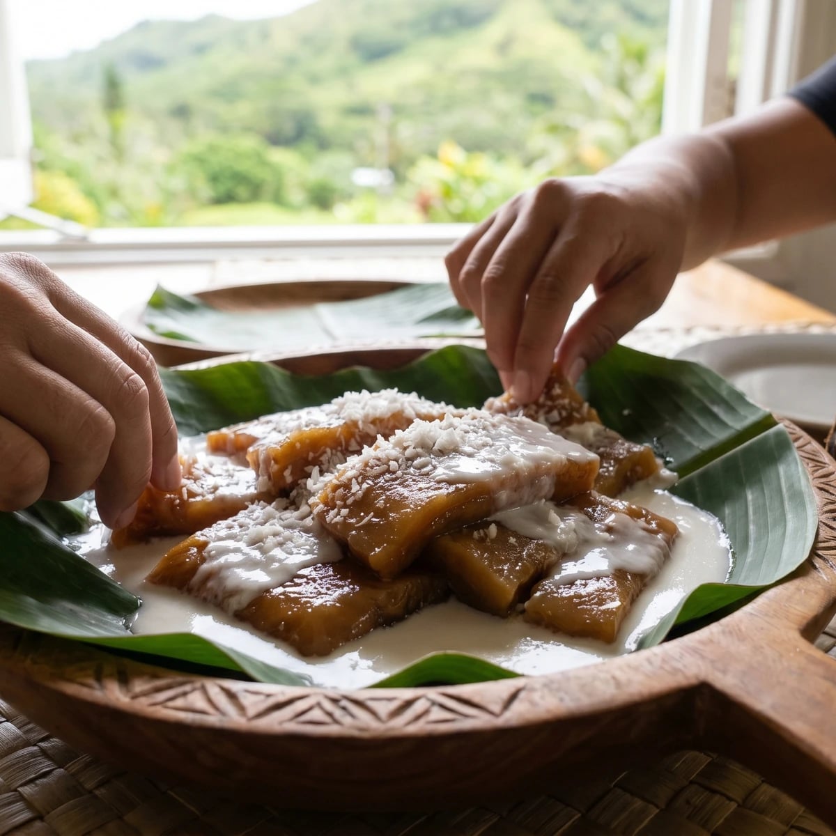 Poke Meika (Cook Islands Banana Poke, Baked Banana Pudding)
