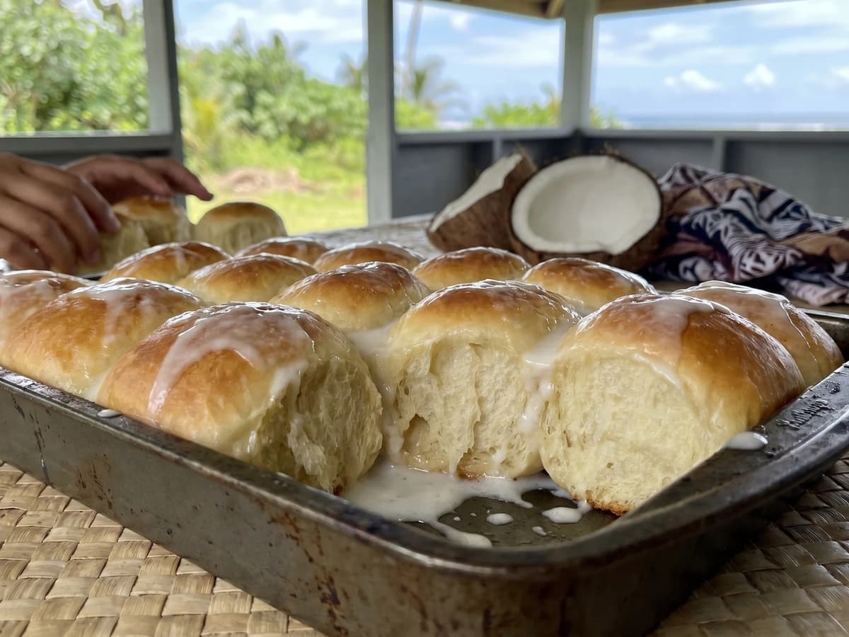 Panipopo (Sāmoan Coconut-Cream Sweet Buns) - Chef Makoa