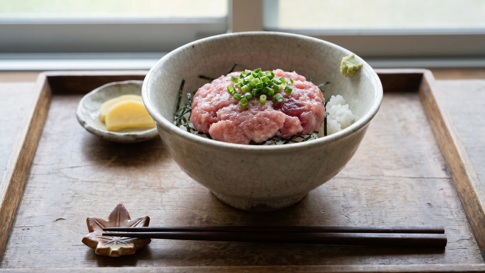 Negitorodon (ネギトロ丼, minced tuna and scallion rice bowl)