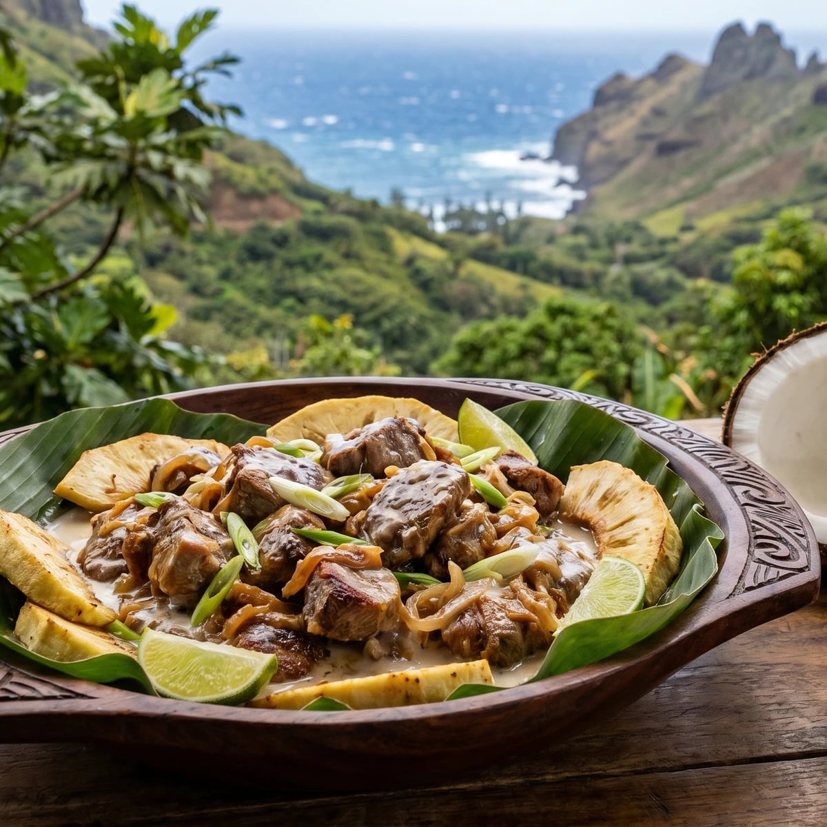 Cabri au Lait de Coco (Henua ʻEnana Wild Goat in Coconut Milk)