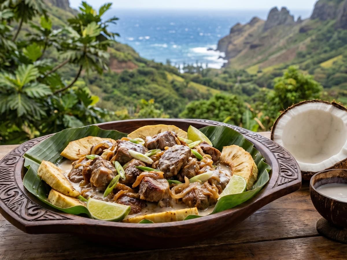 Cabri au Lait de Coco (Henua ʻEnana Wild Goat in Coconut Milk) - Chef Makoa