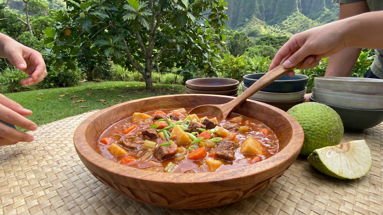 ʻUlu Beef Stew (Hawaiian Breadfruit Stew)