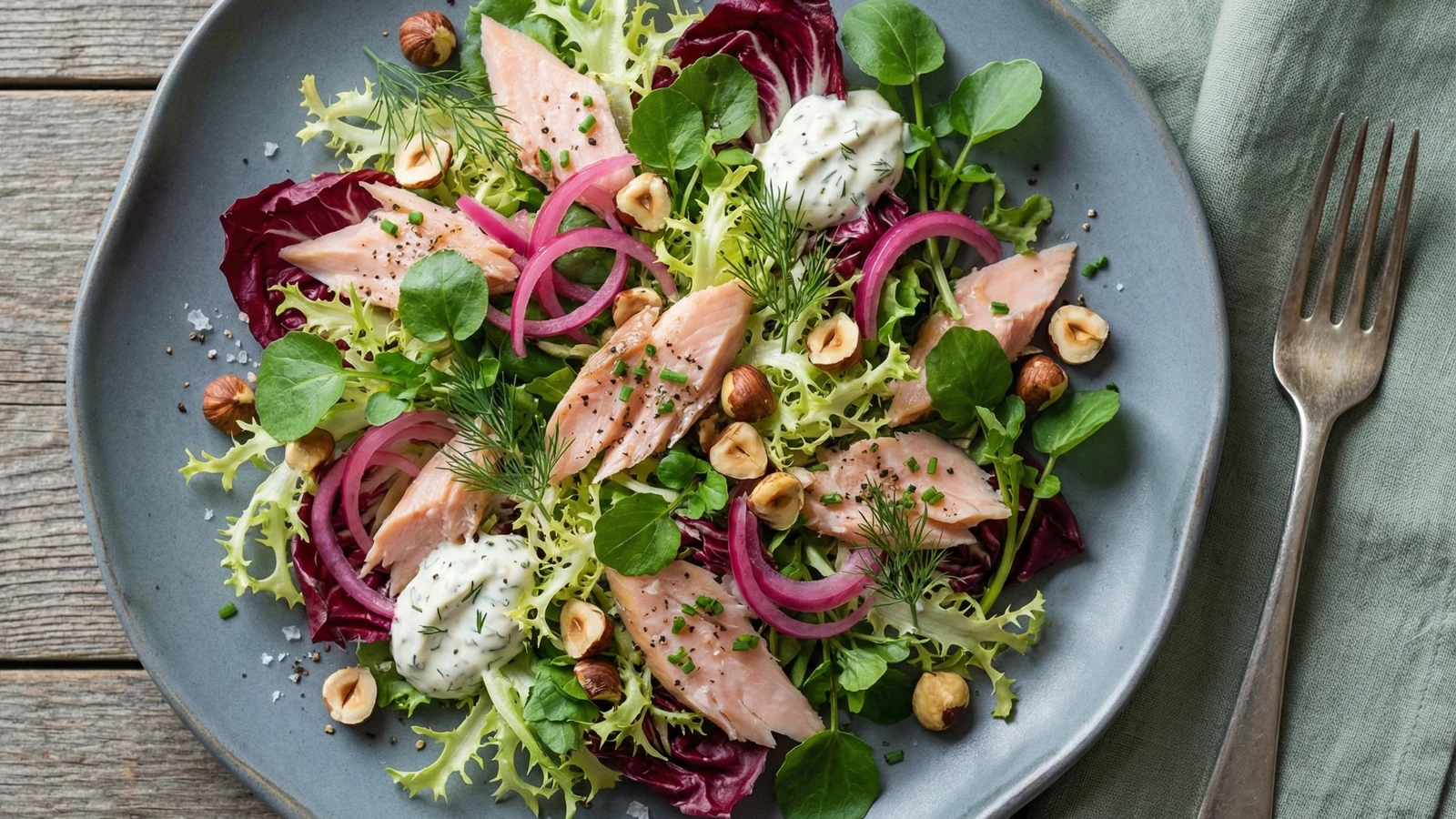 Smoked Trout Salad with Hazelnuts