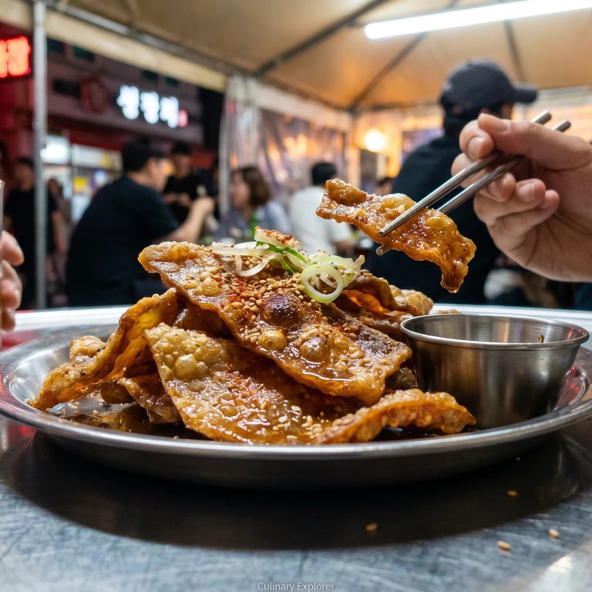 Dak-kkeopjil-twigim (Fried Chicken Skin)