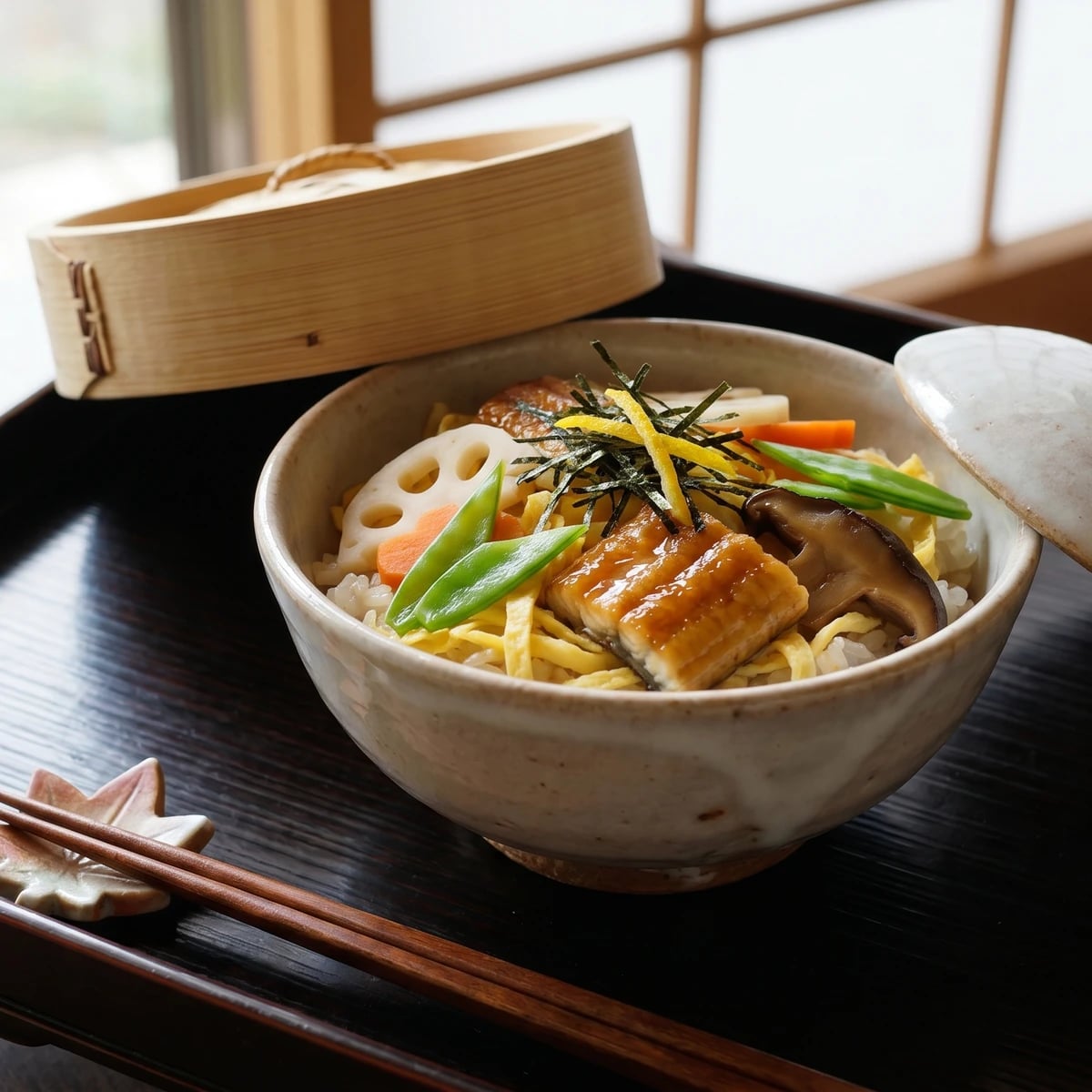 Mushi-zushi (蒸し寿司, Kyoto winter steamed sushi)