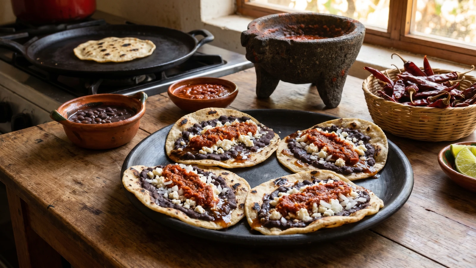 Memelas Chiapanecas con Frijol y Queso