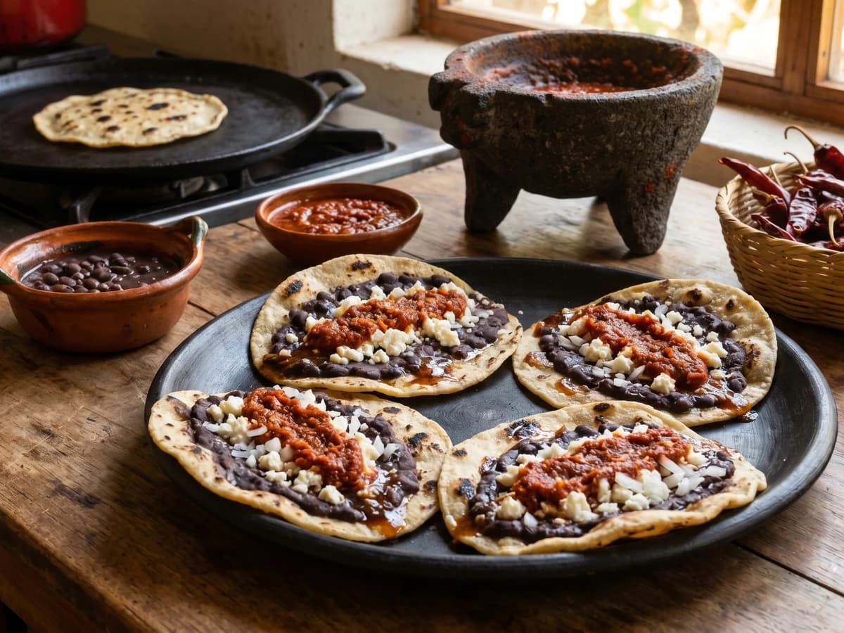 Memelas Chiapanecas con Frijol y Queso