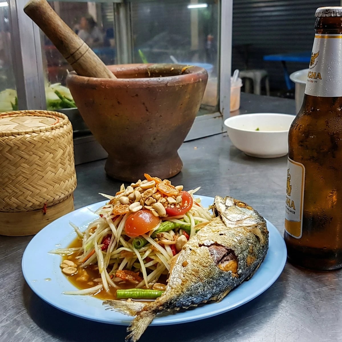 Mackerel Pounded Salad (Tam Pla Too)