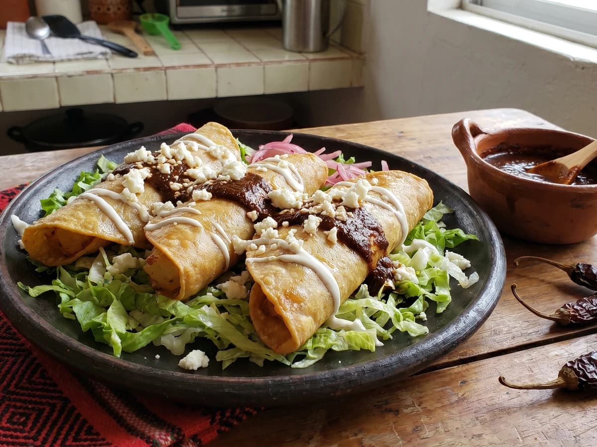 Taquitos Dorados de Papa con Salsa de Pasilla Mixe - Chef Lupita