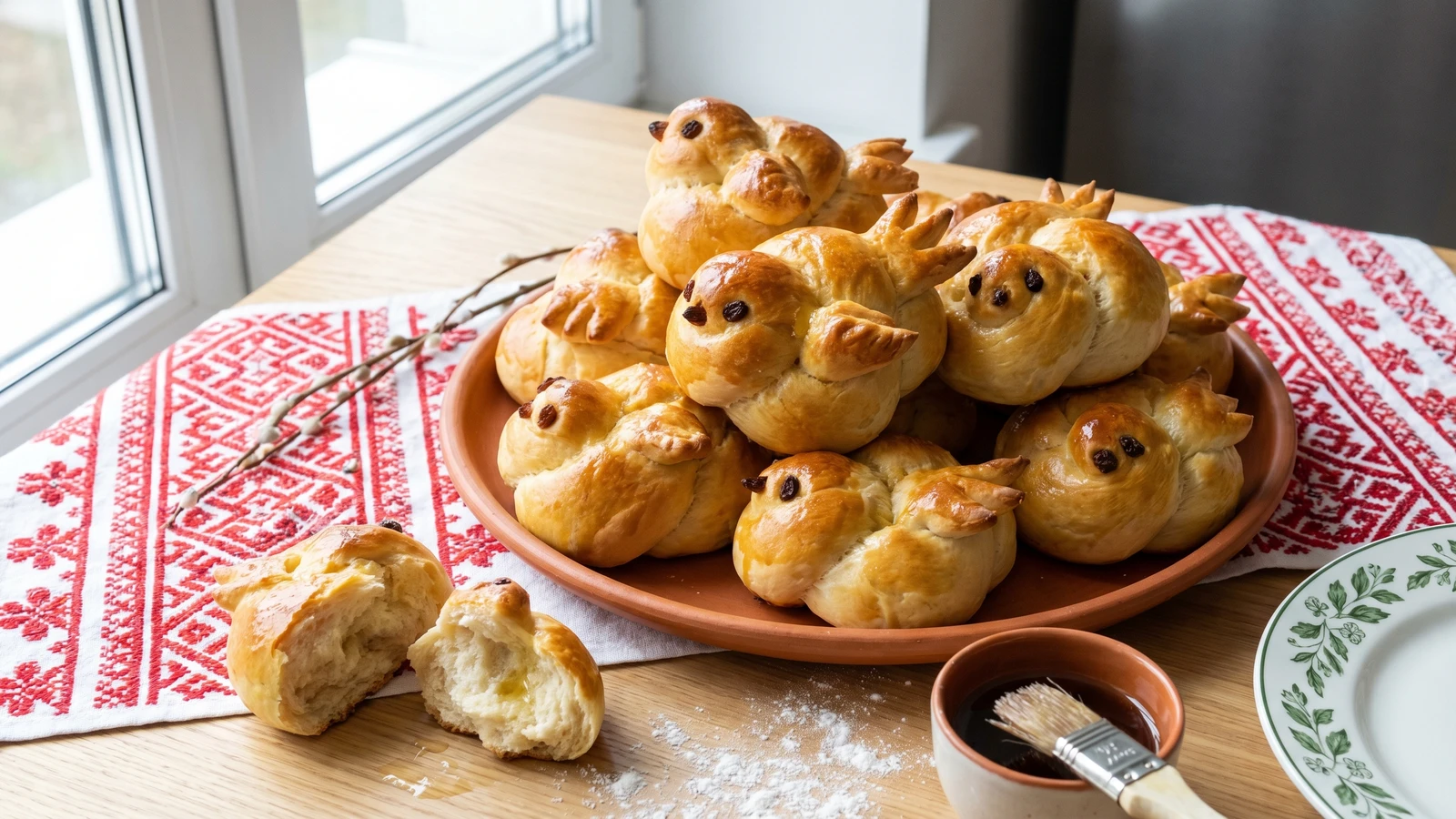 Zhaivoronky (жайворонки, spring lark buns)
