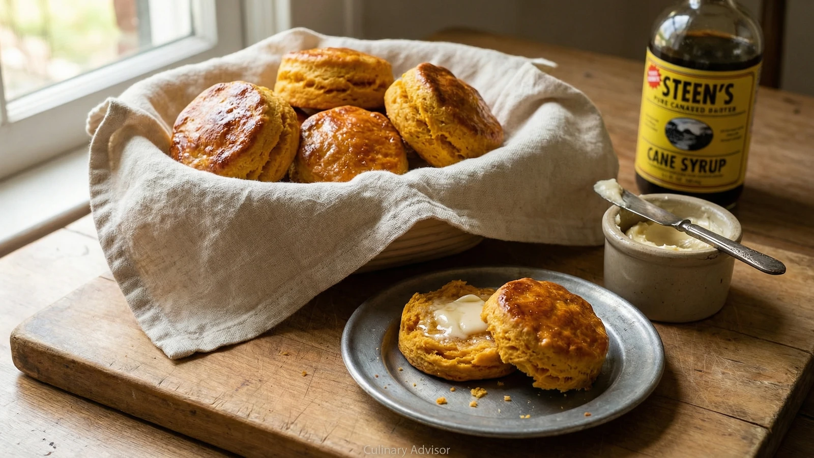 Sweet Potato Biscuits with Cane Syrup Butter