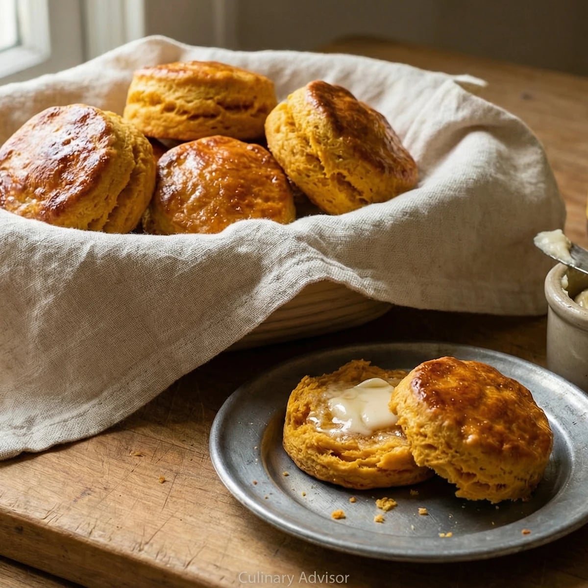 Sweet Potato Biscuits with Cane Syrup Butter