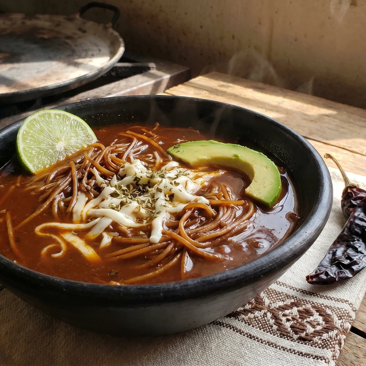 Sopa de Fideo Oaxaqueña con Chile Pasilla