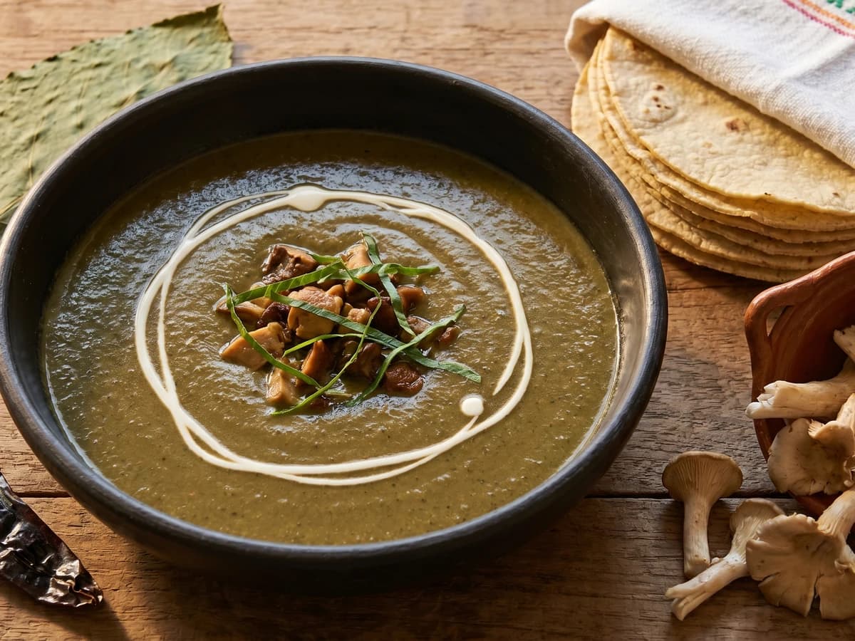 Crema de Hongos Silvestres con Hoja Santa