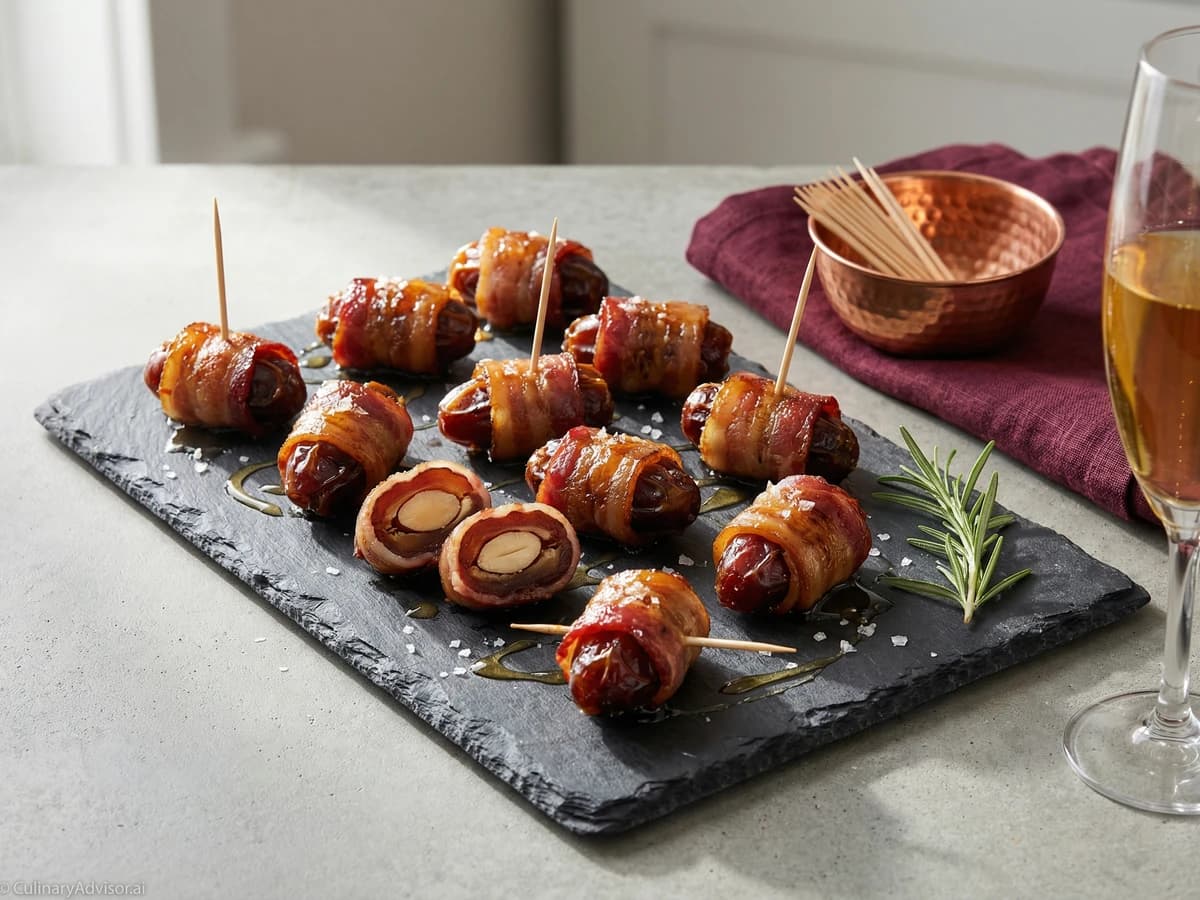 Bacon-Wrapped Dates with Almonds - Chef Dean