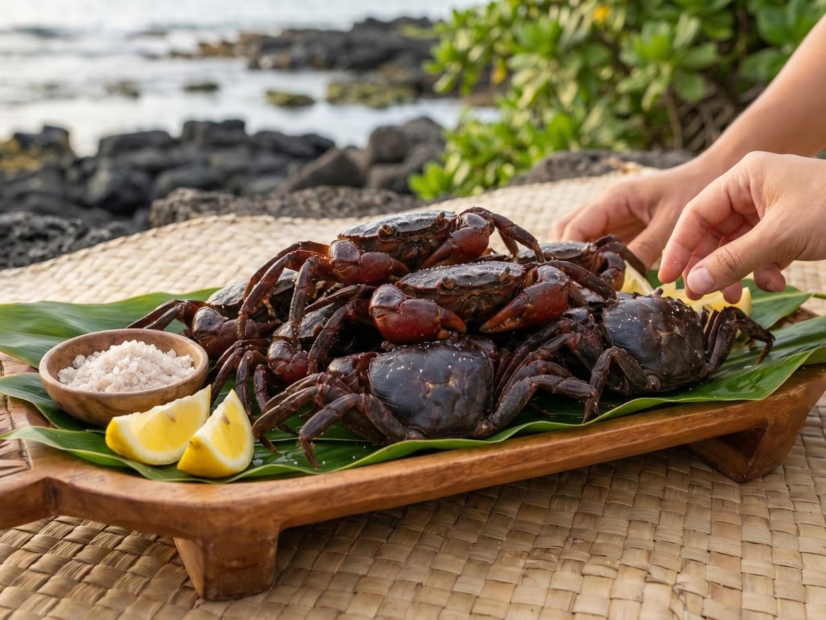ʻAʻama (Hawaiian Black Rock Crab with Paʻakai) - Chef Makoa