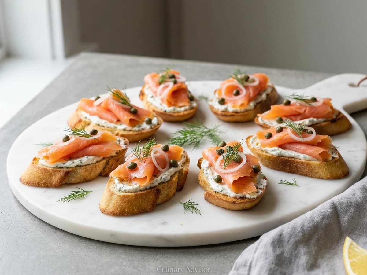 Smoked Salmon Crostini with Dill Cream Cheese - Chef Dean