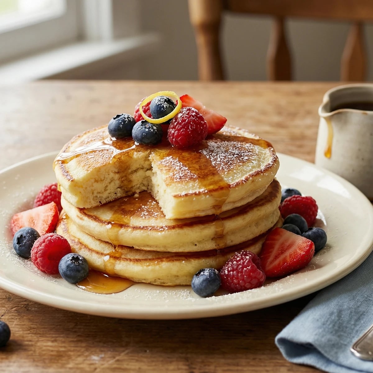 Lemon Ricotta Pancakes with Fresh Berries