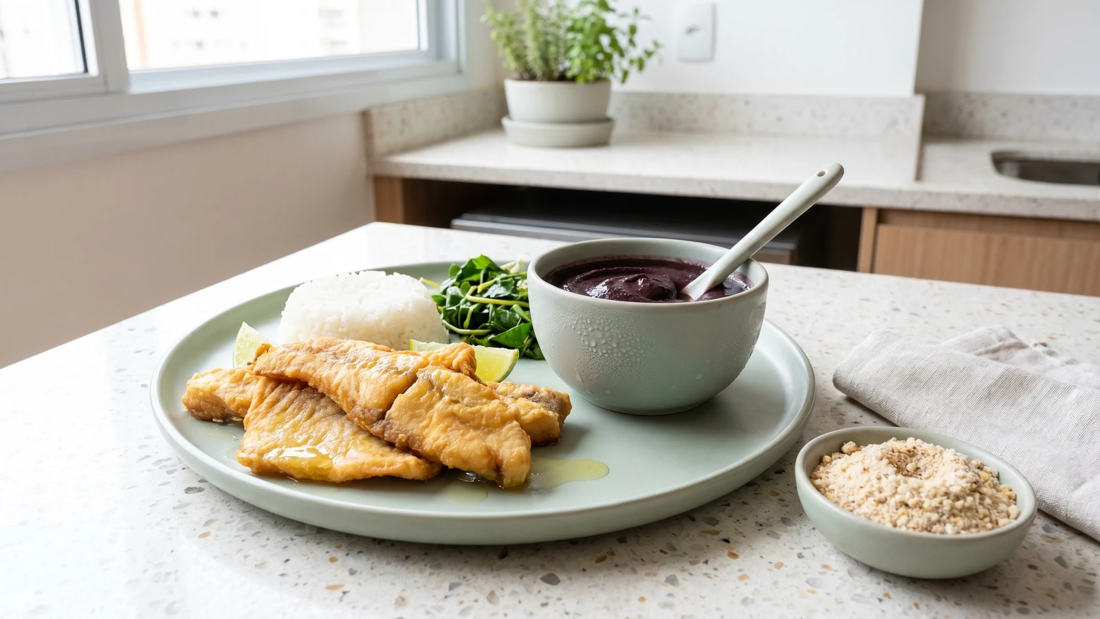 Açaí com Peixe Frito