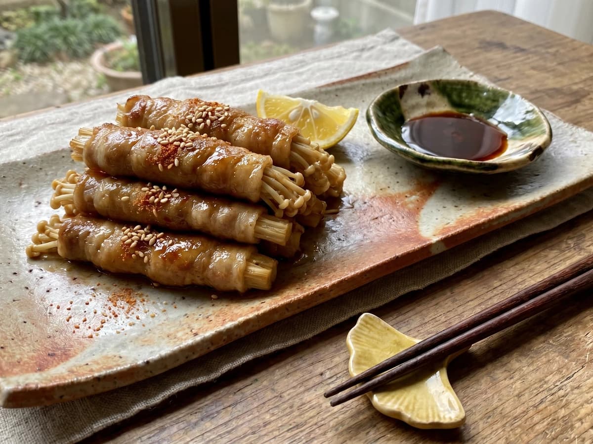 Pork-Wrapped Enoki (えのき巻き, Enoki-maki)