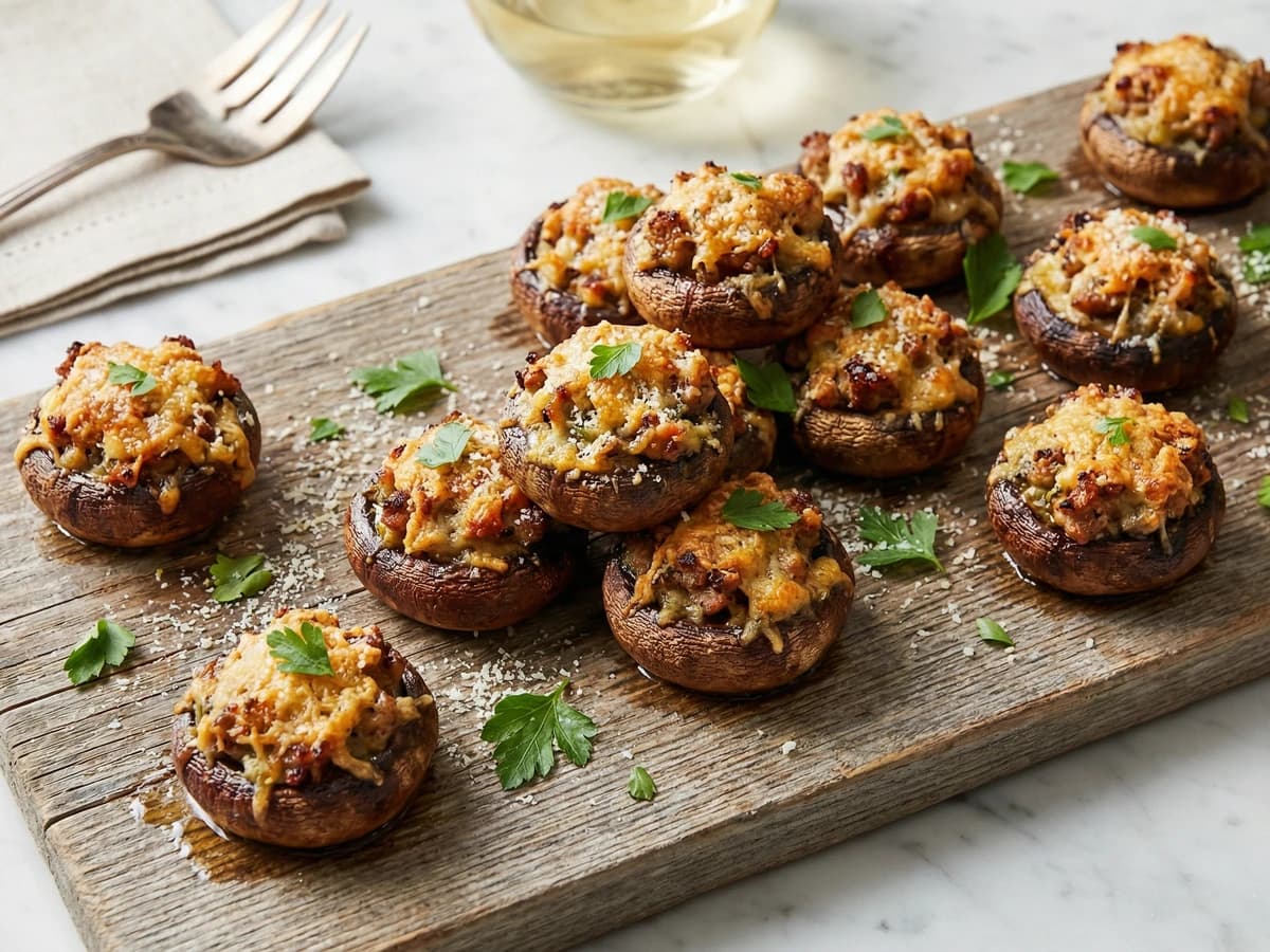 Stuffed Mushrooms with Sausage and Parmesan - Chef Dean
