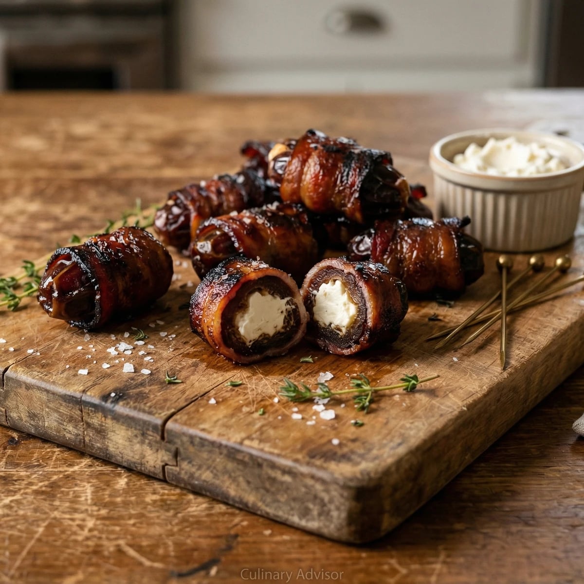 Bacon-Wrapped Dates with Creole Cream Cheese