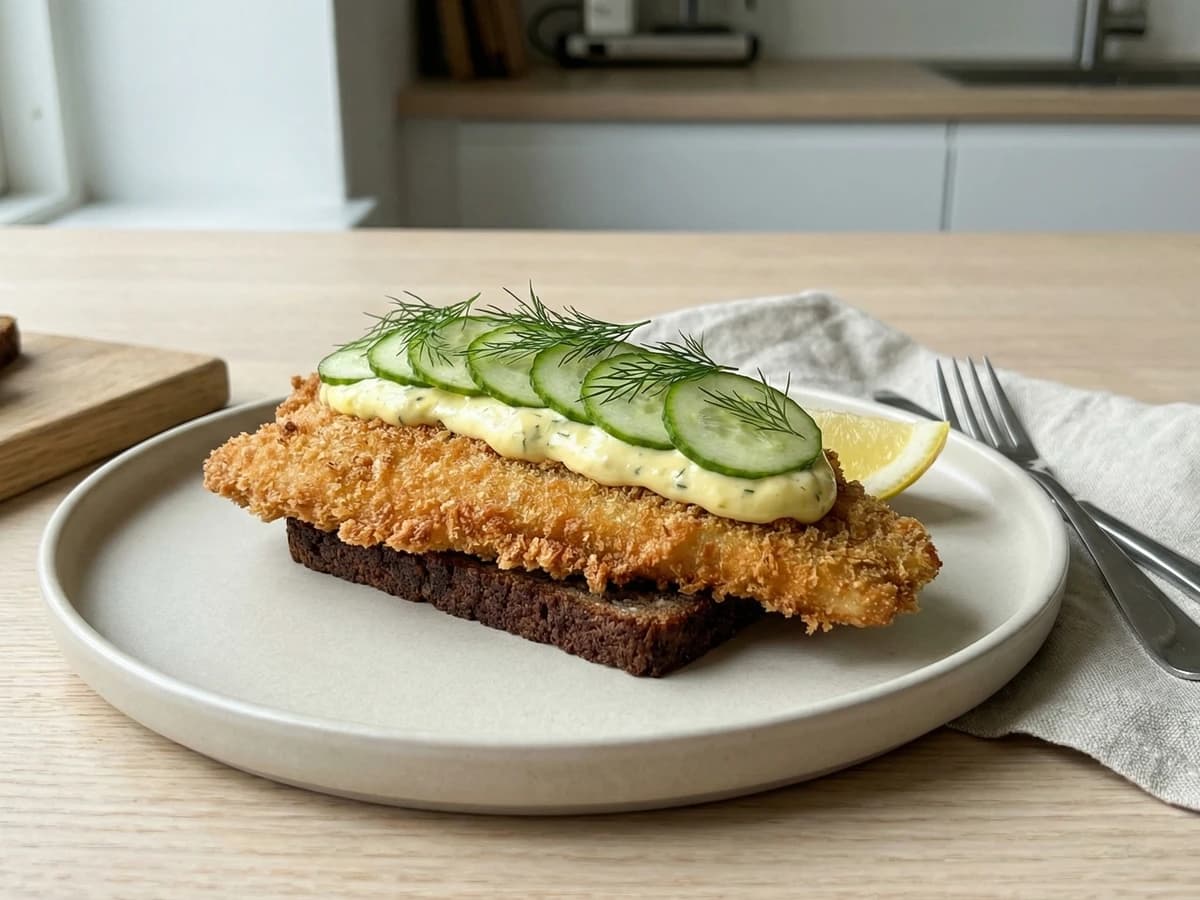 Fiskefilet med Remoulade paa Rugbrod