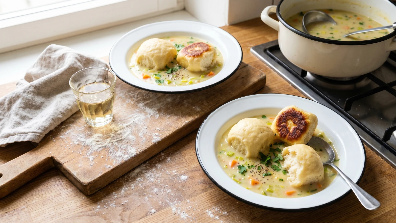Dampfnudeln mit Grumbeersupp