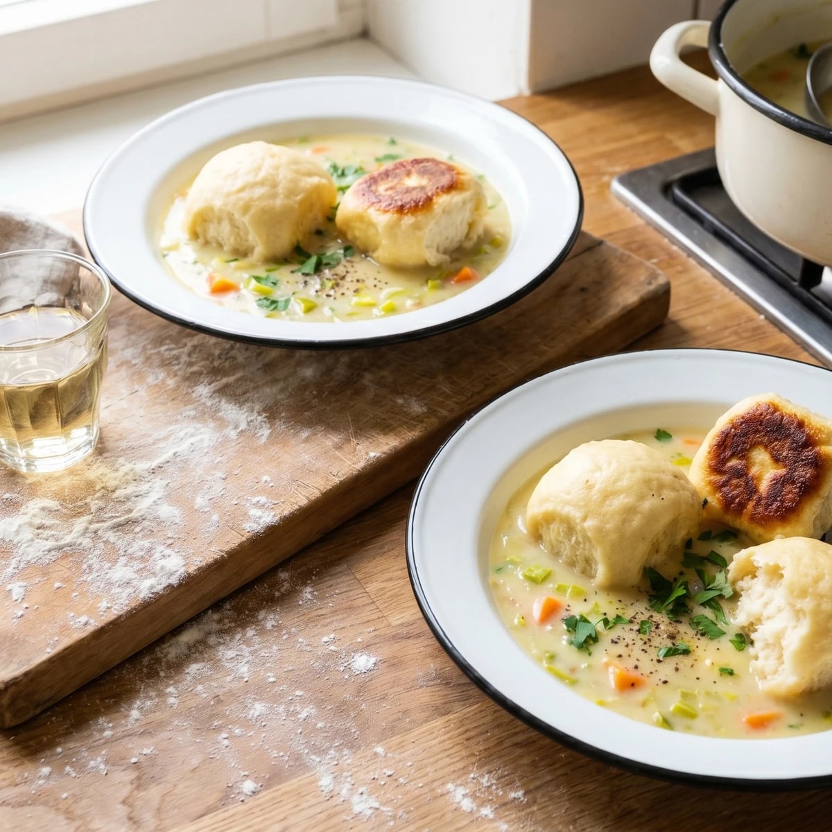 Dampfnudeln mit Grumbeersupp
