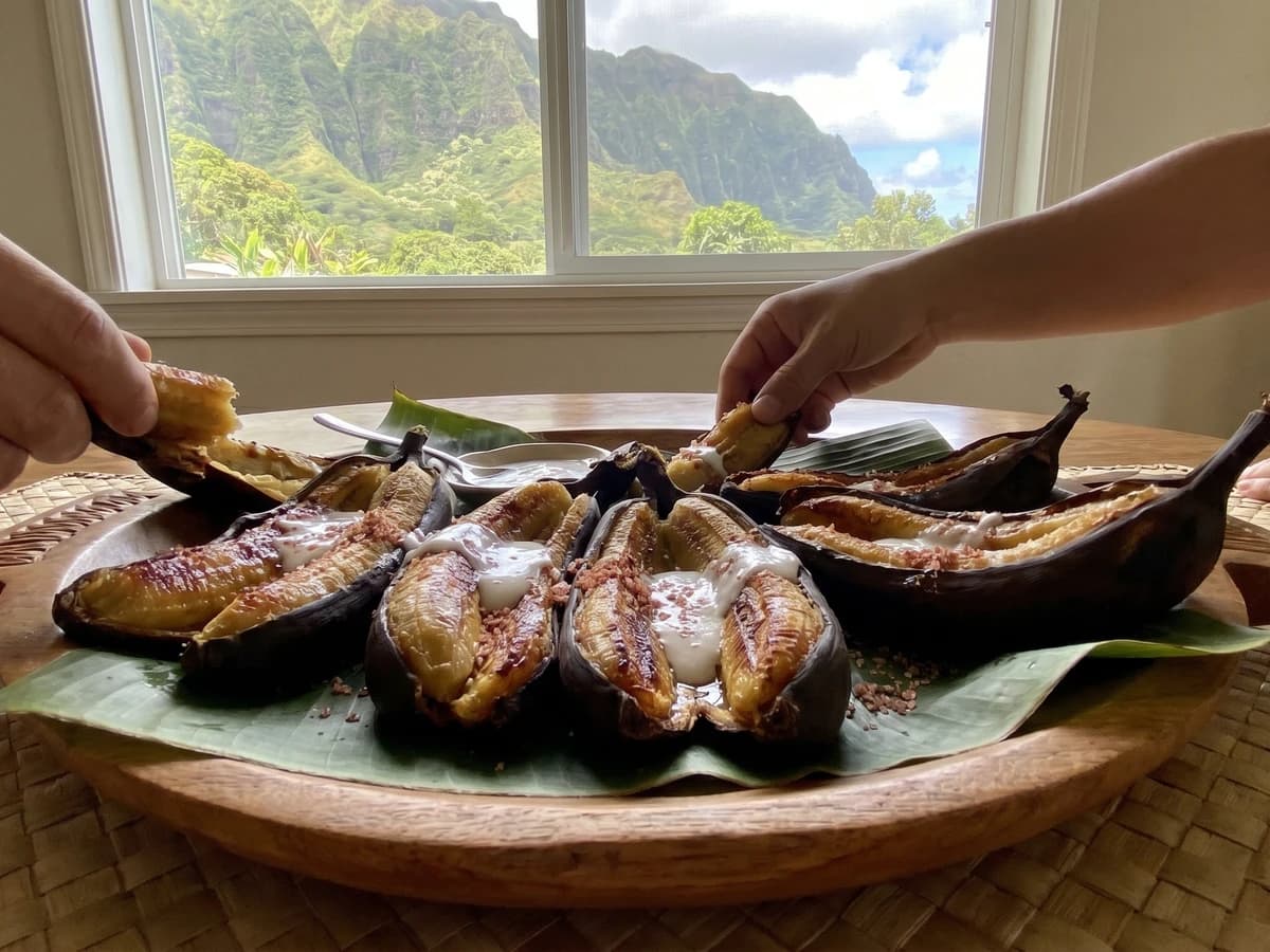 Maiʻa Pūlehu (Hawaiian Baked Cooking Banana) - Chef Makoa
