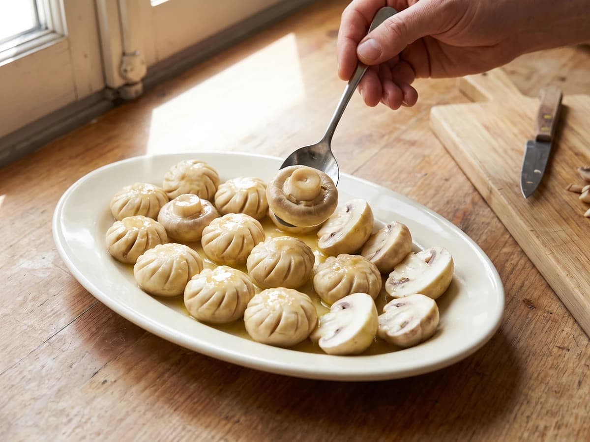 Turned and Grooved Mushrooms for Garnishing - Chef Juliette