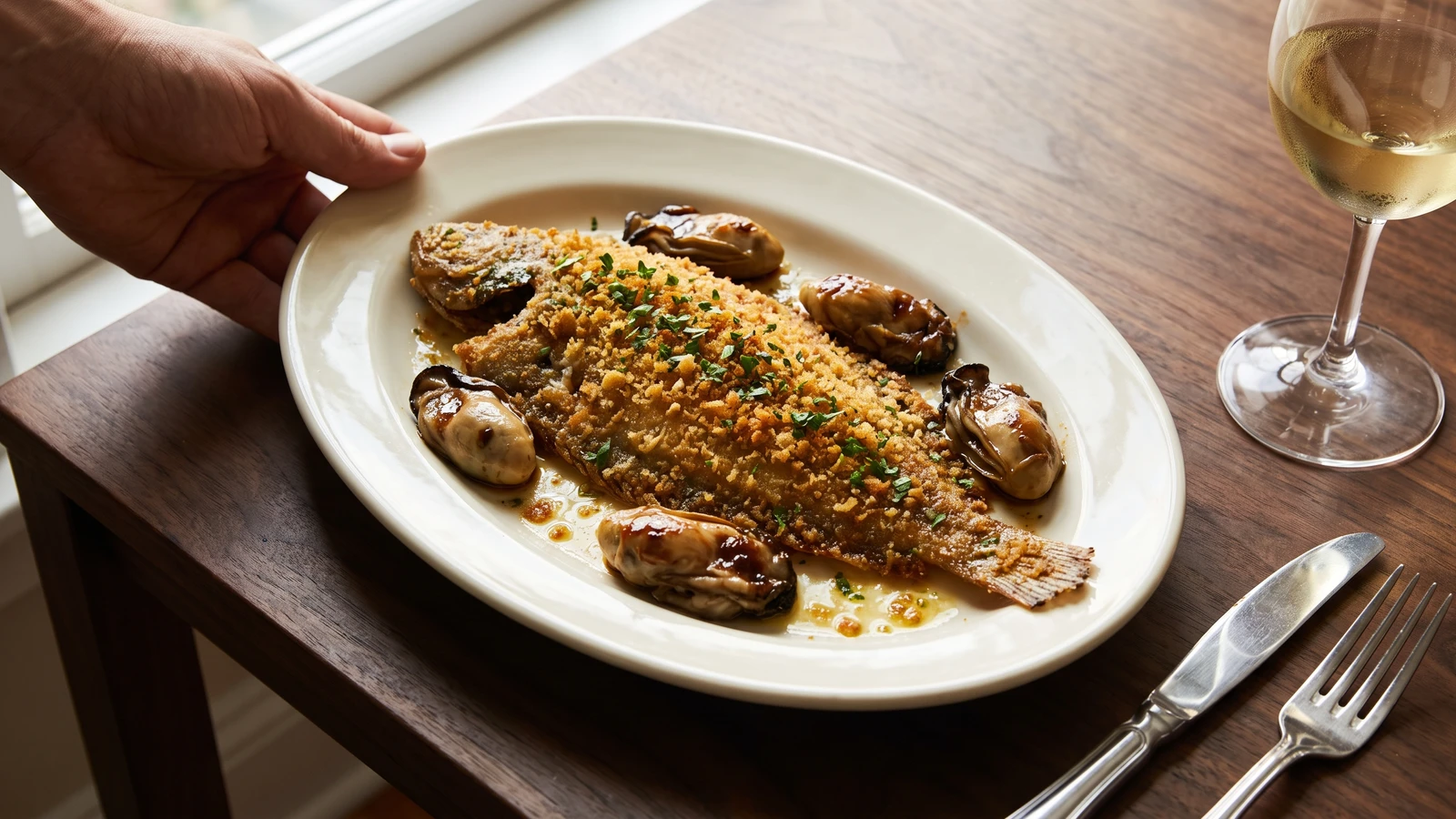 Sole Grillée, aux Huîtres à l’Américaine