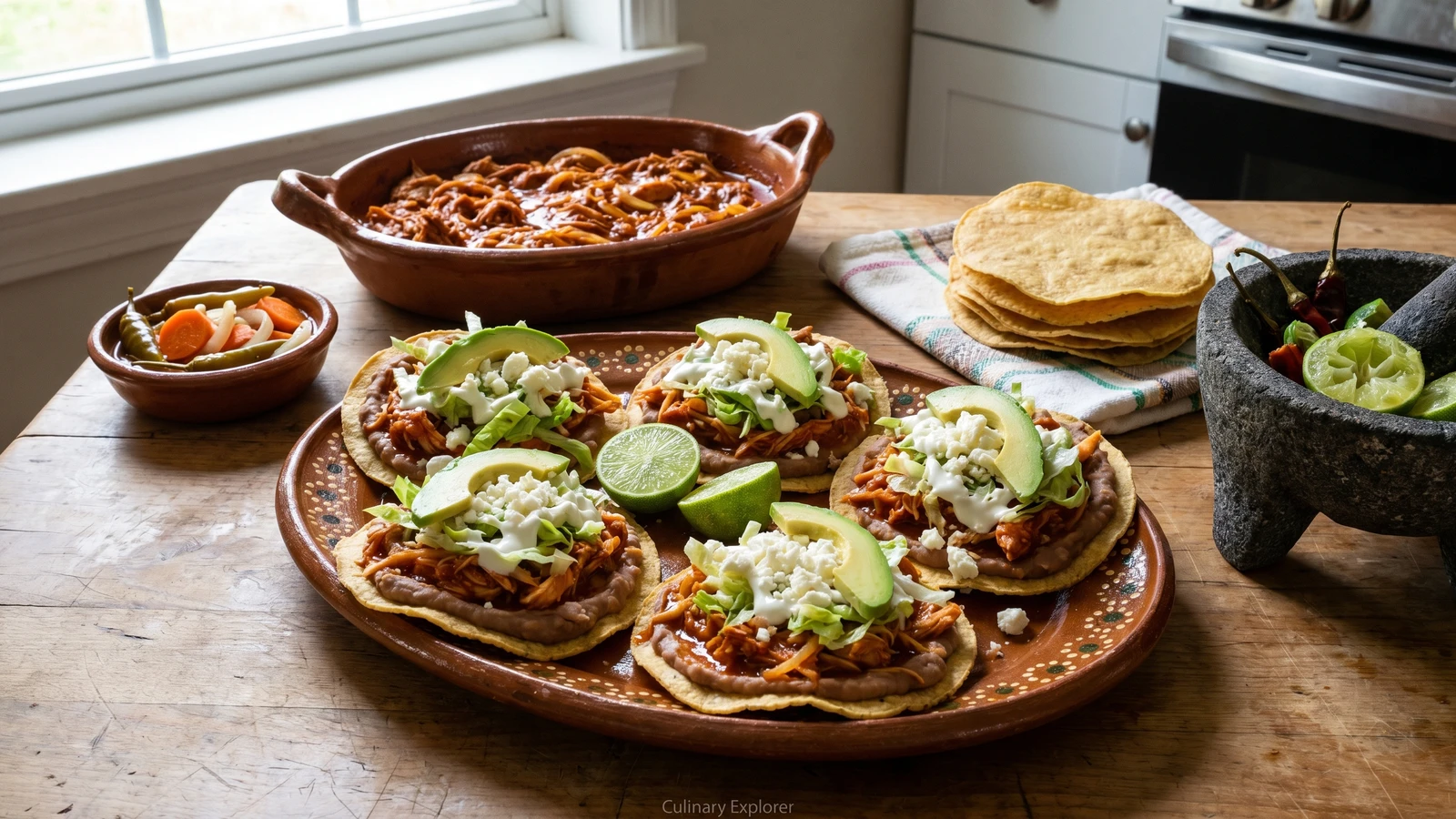Tostadas de Tinga Bajiense