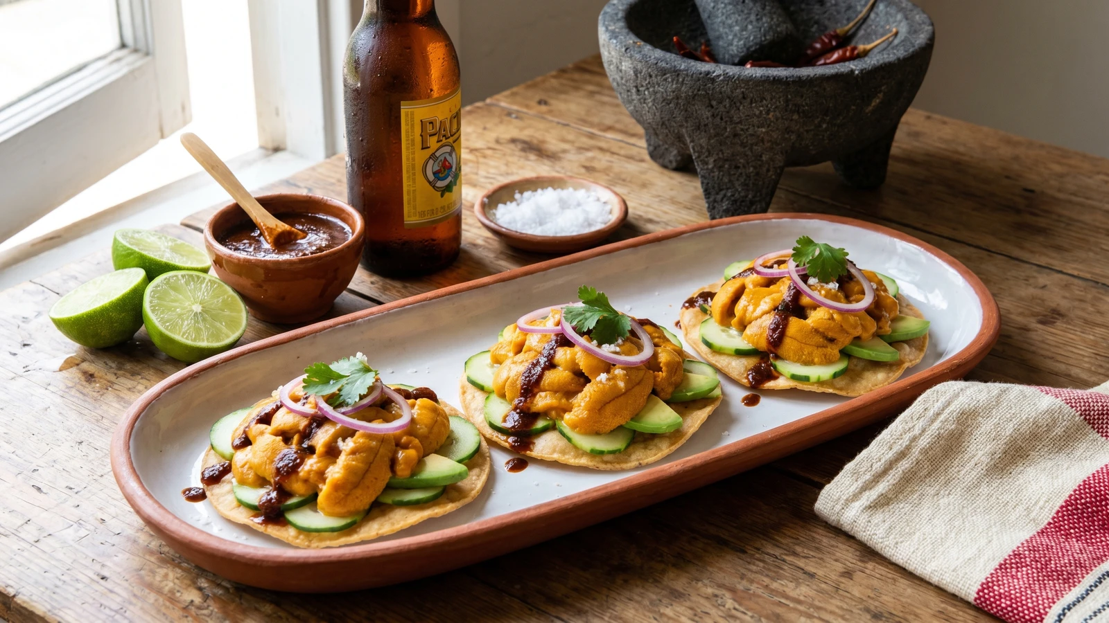 Tostadas de Erizo Estilo Ensenada