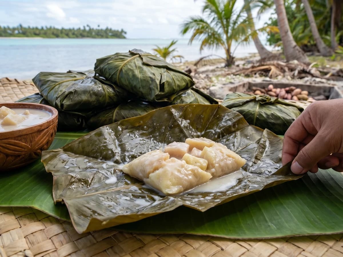 Lukau (Tokelauan Taro-Leaf Parcel in Coconut Cream) - Chef Makoa