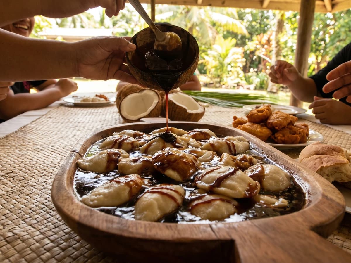 Faikakai Tōpai (Tongan Coconut-Caramel Dumplings) - Chef Makoa