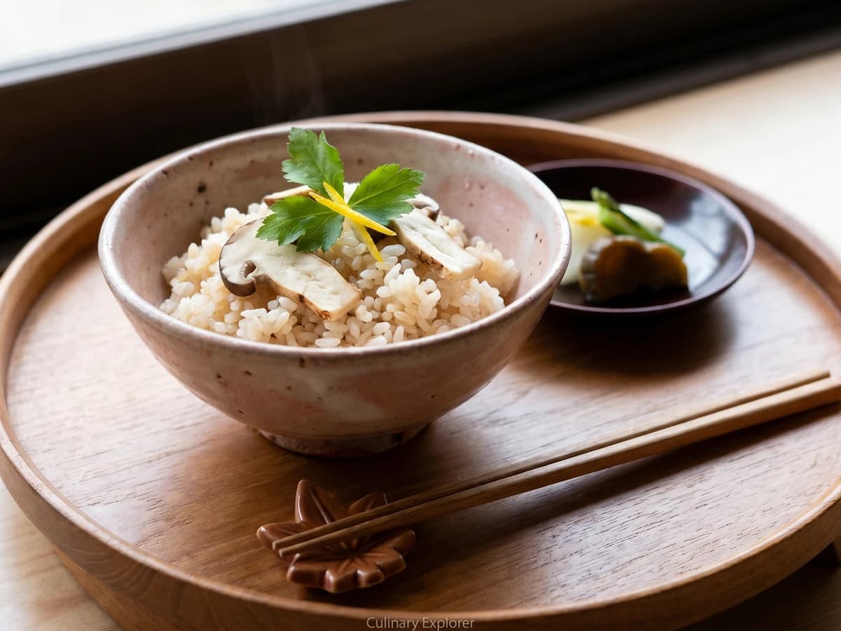 Matsutake Gohan (松茸ご飯, matsutake mushroom rice) - Chef Takumi