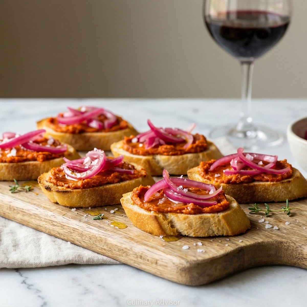 Nduja Crostini with Pickled Onions