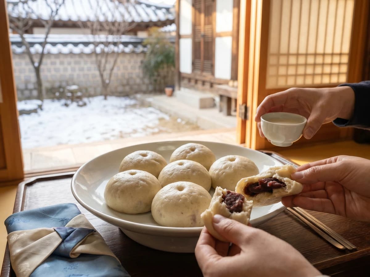 Sanghwabyeong (상화병, Goryeo Fermented Wheat Bun) - Chef Jeong-sun