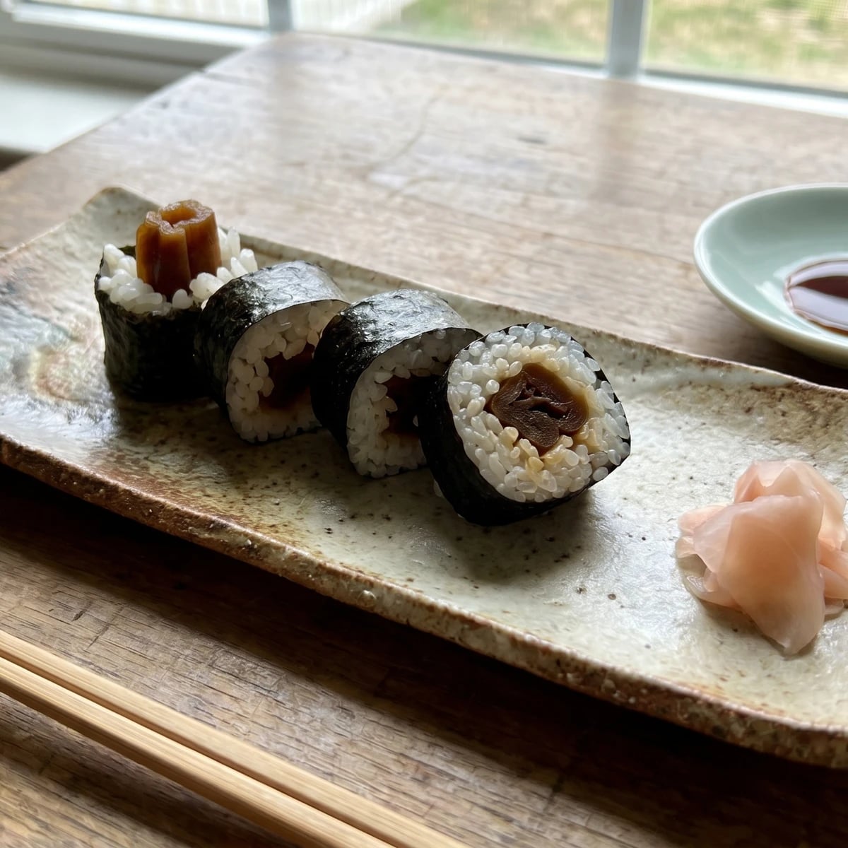 Kanpyō-maki (干瓢巻き, dried gourd thin roll)
