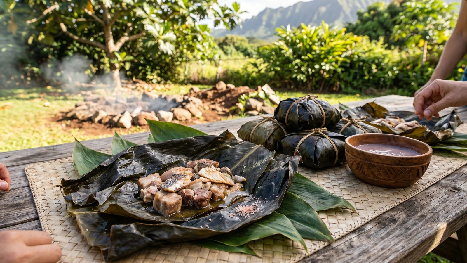 Laulau (Hawaiian Pork and Salted Butterfish in Lūʻau Leaf)