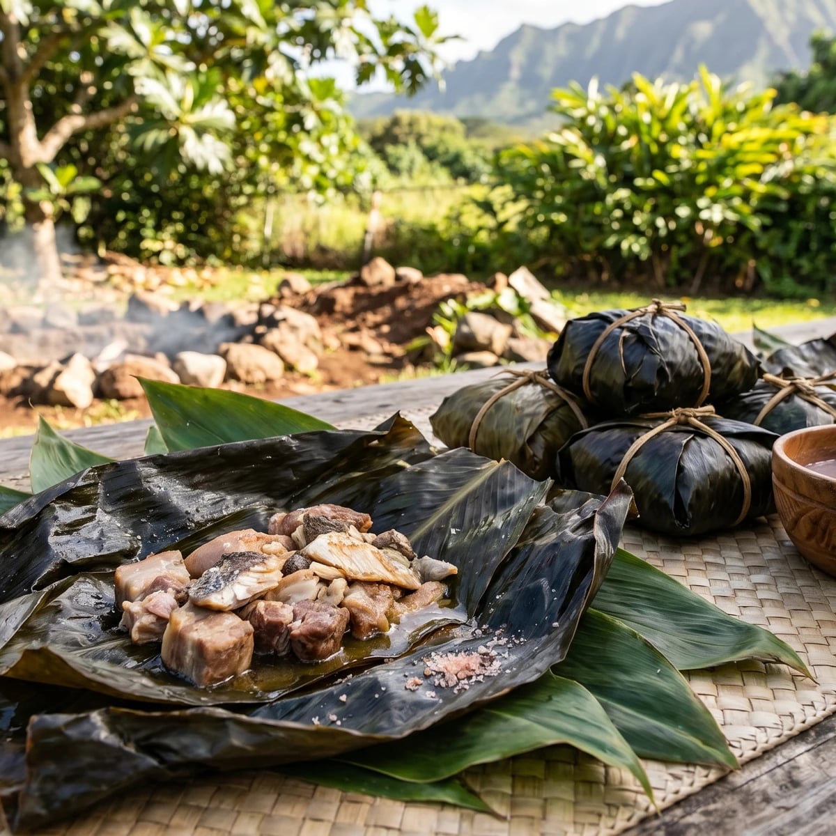 Laulau (Hawaiian Pork and Salted Butterfish in Lūʻau Leaf)