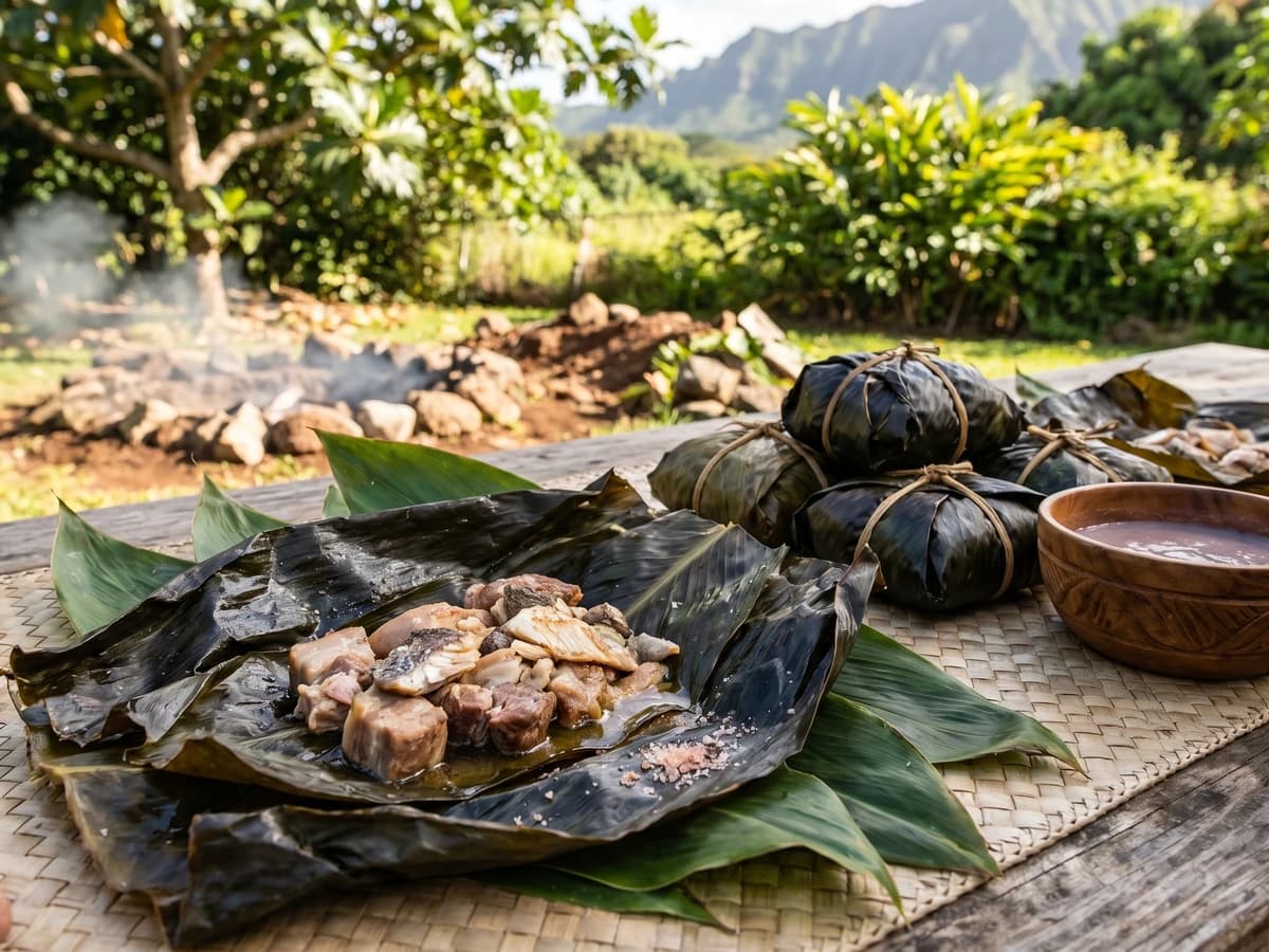 Laulau (Hawaiian Pork and Salted Butterfish in Lūʻau Leaf) - Chef Makoa