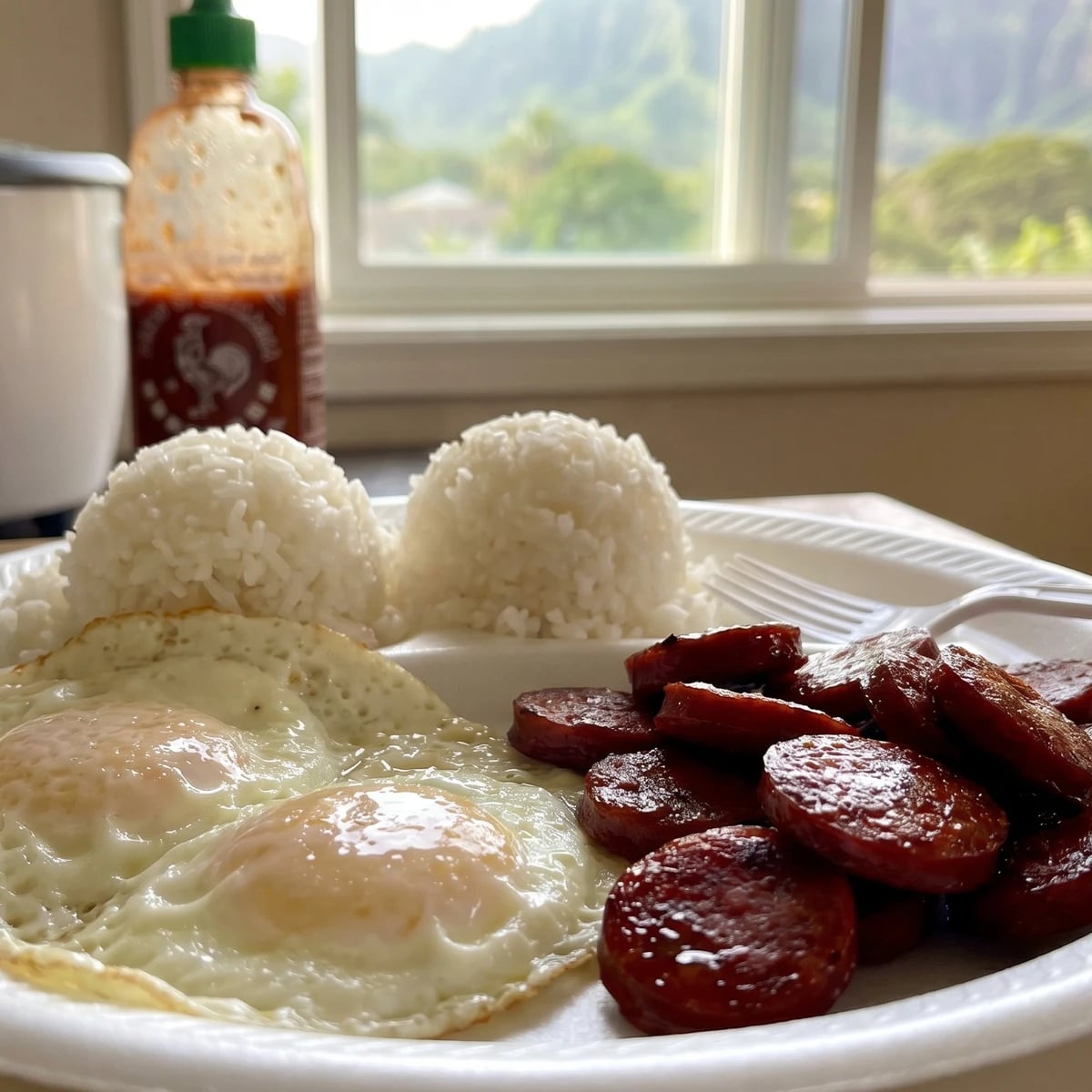 Portuguese Sausage, Eggs & Rice (Hawaiʻi Local Grindz Breakfast Plate)