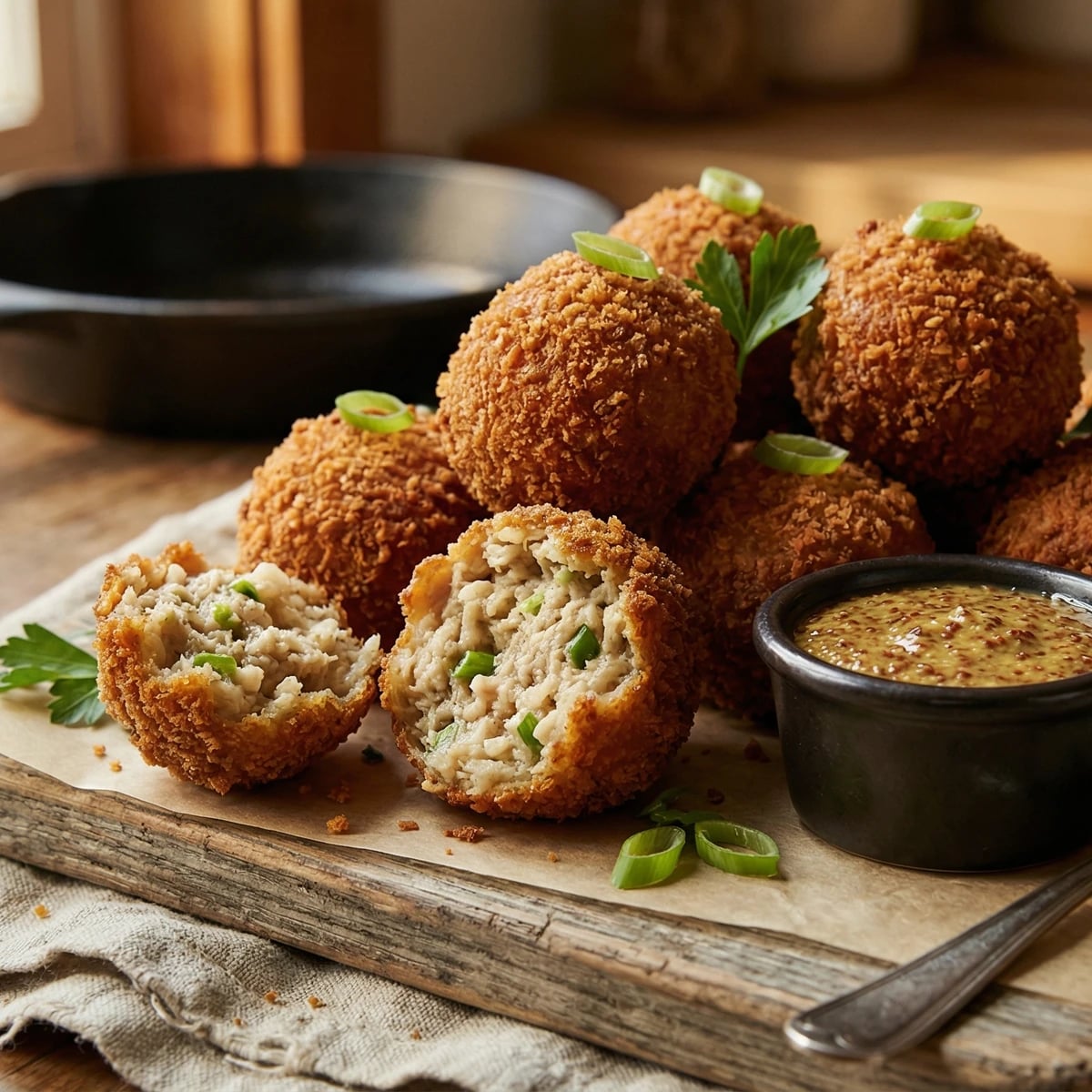 Boudin Balls with Creole Mustard