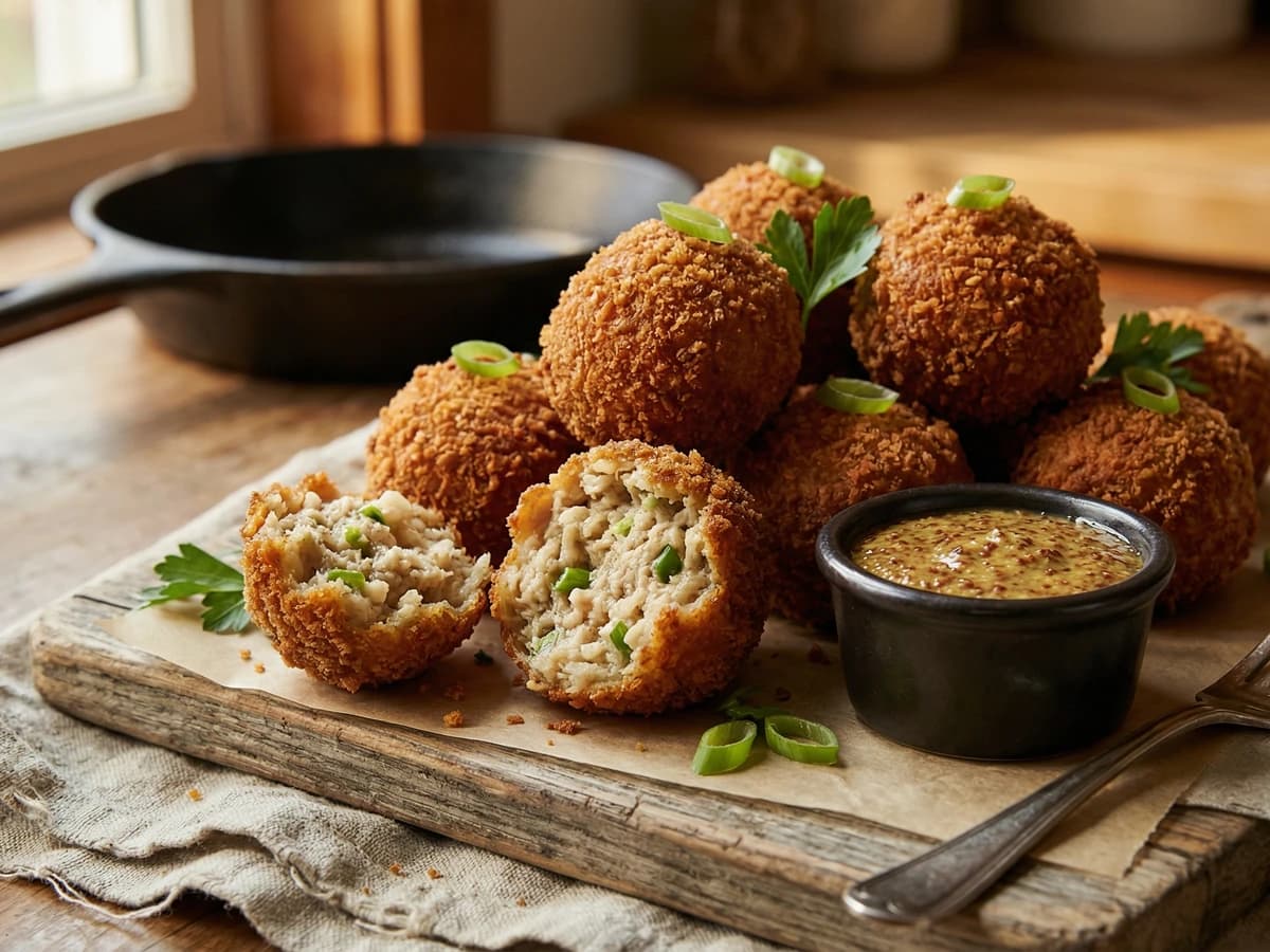 Boudin Balls with Creole Mustard