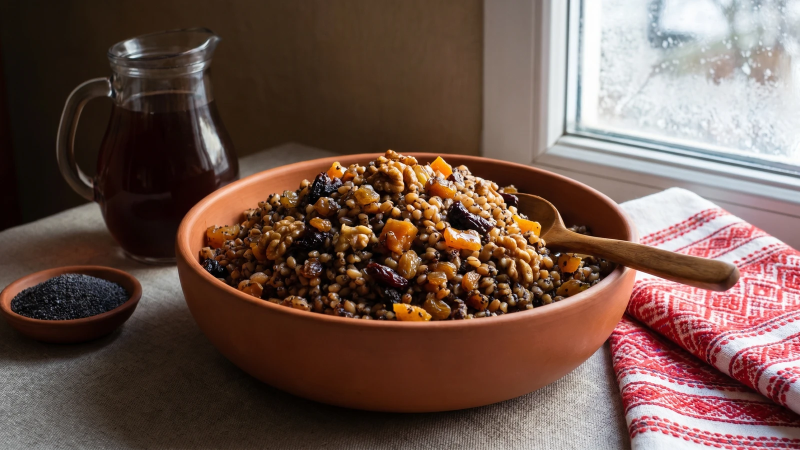 Kutia (кутя, honey-poppy wheat pudding)