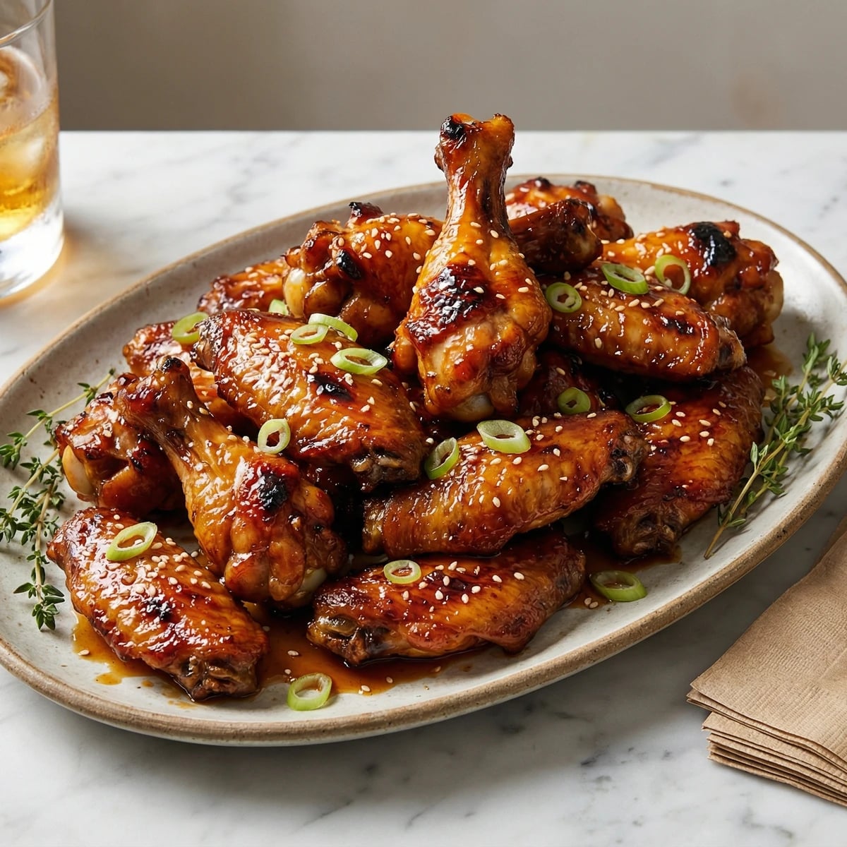 Honey Bourbon Glazed Chicken Wings
