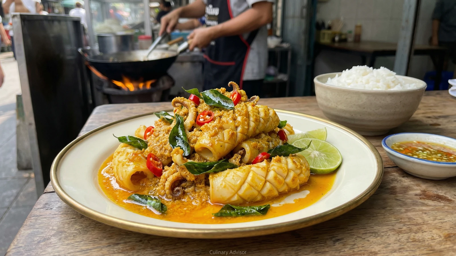 Squid with Salted Egg Yolk (Pla Muk Pad Khai Khem)